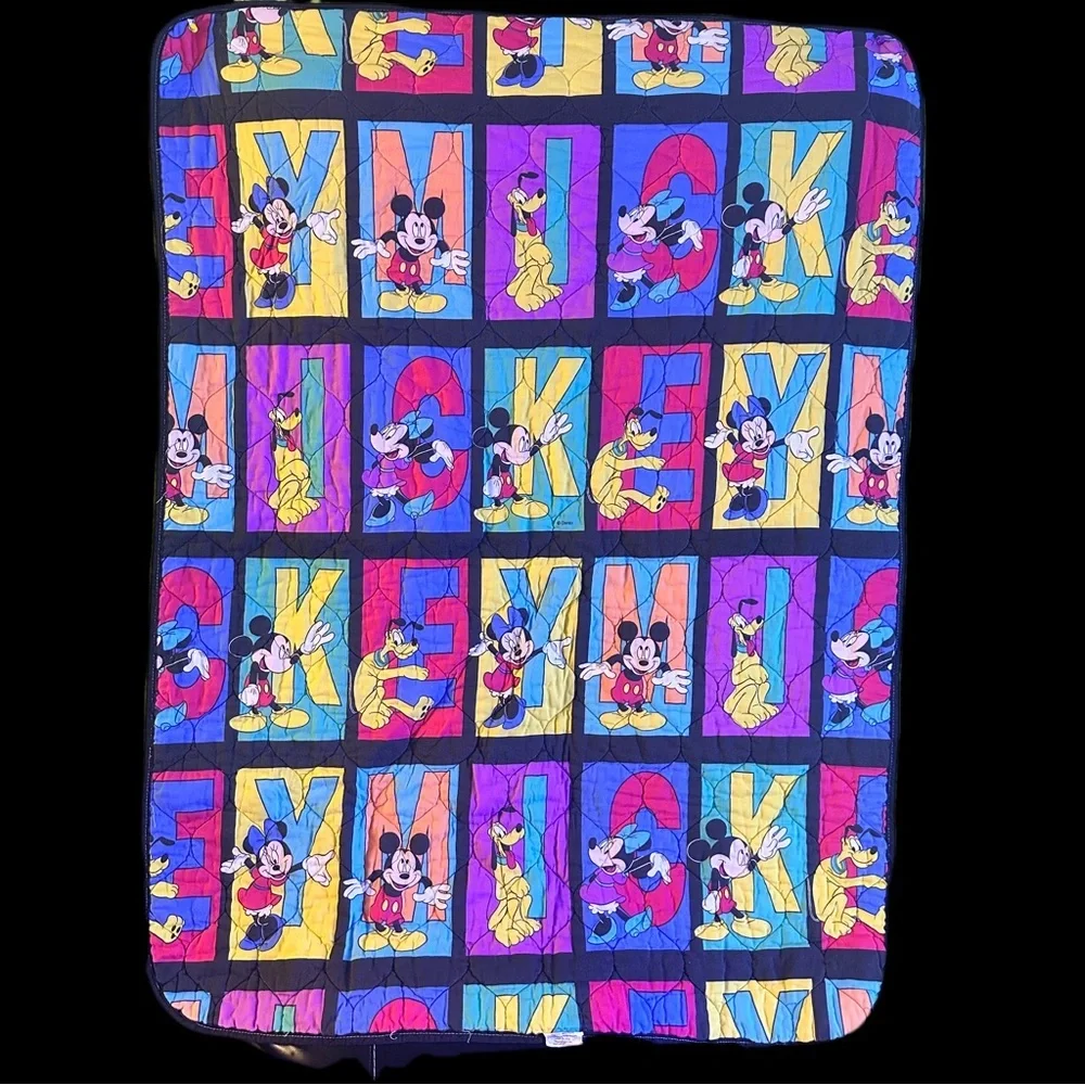Disney Mickey Mouse Colorful Quilt - Blue, Red, Yellow size 40” x 52”